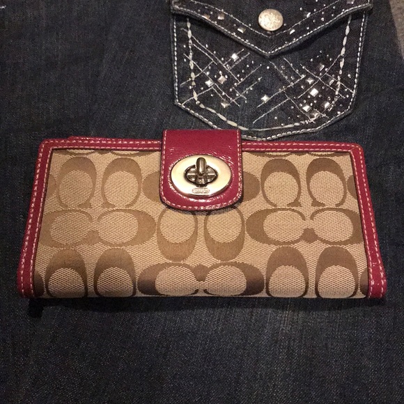 Coach Handbags - Signature Coach Wallet Dark pink NICE